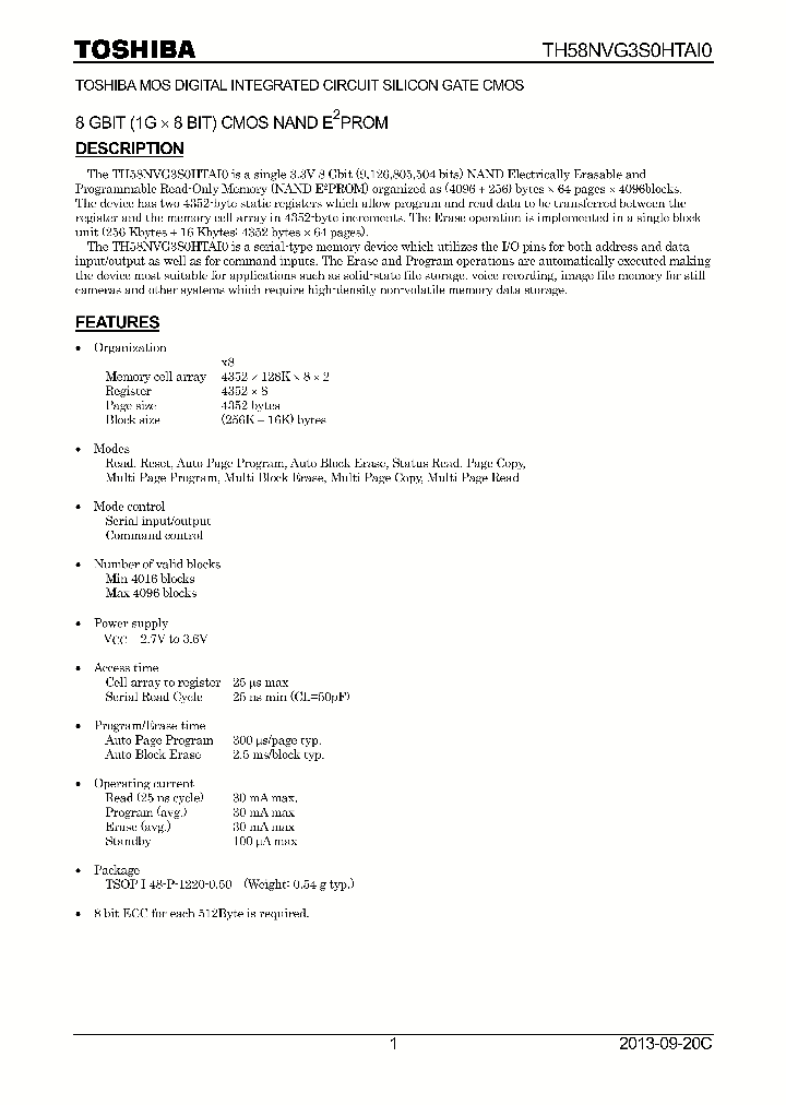 TH58NVG3S0HTAI0_8287384.PDF Datasheet