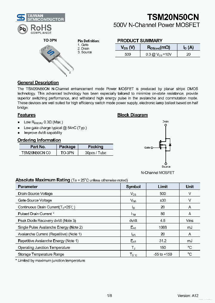 TSM20N50CN_7903800.PDF Datasheet