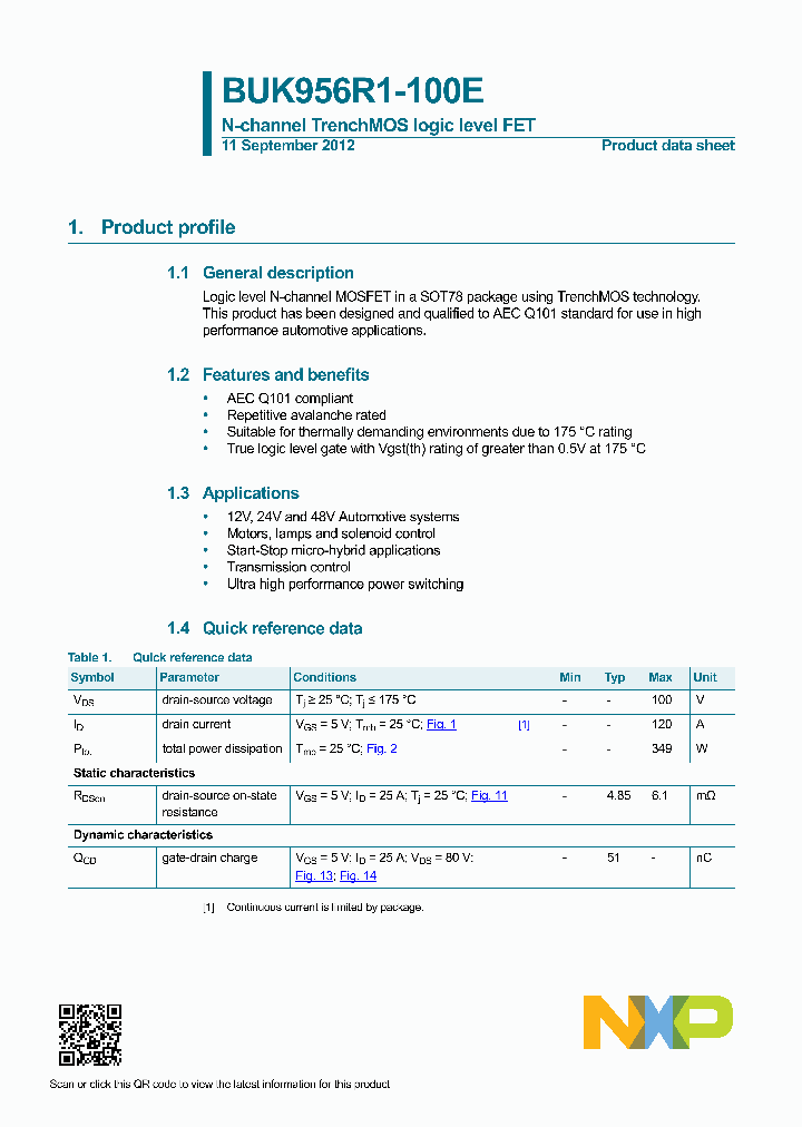 BUK956R1-100E_8287990.PDF Datasheet