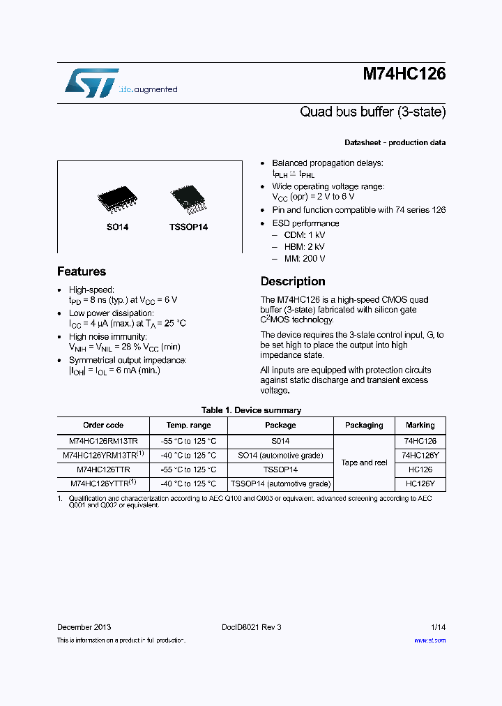 M74HC126YRM13TR_8288254.PDF Datasheet
