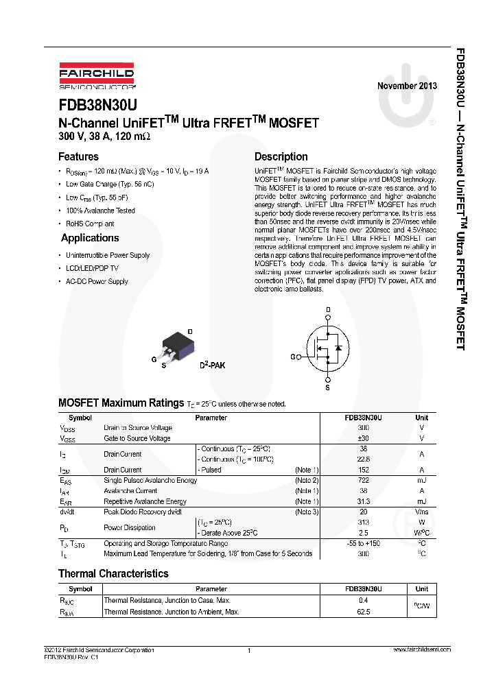 FDB38N30U_8293267.PDF Datasheet