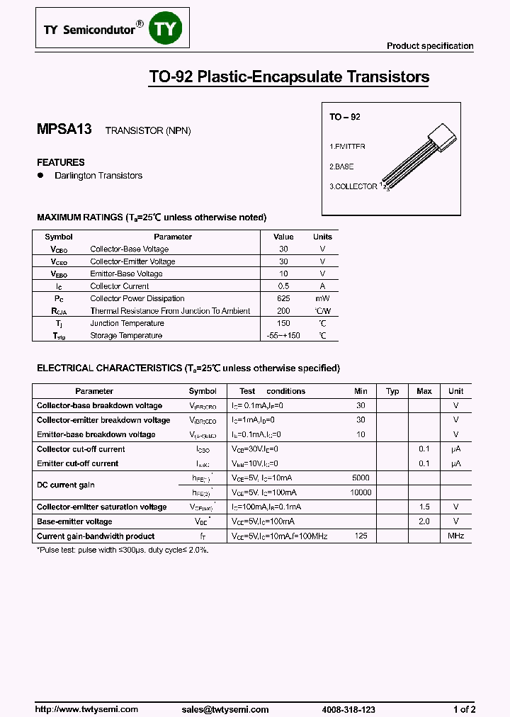 MPSA13_8301627.PDF Datasheet