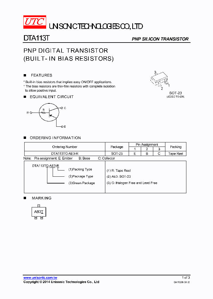 DTA113T-15_8307626.PDF Datasheet