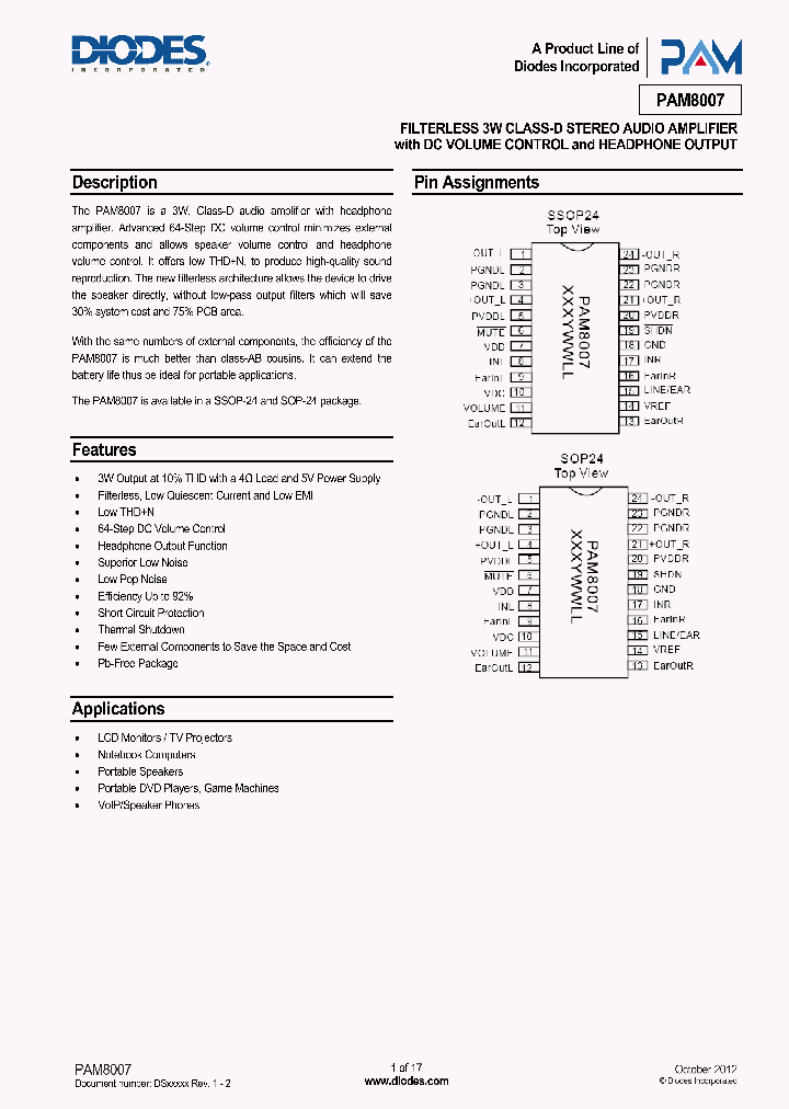 PAM8007DHR_8311357.PDF Datasheet