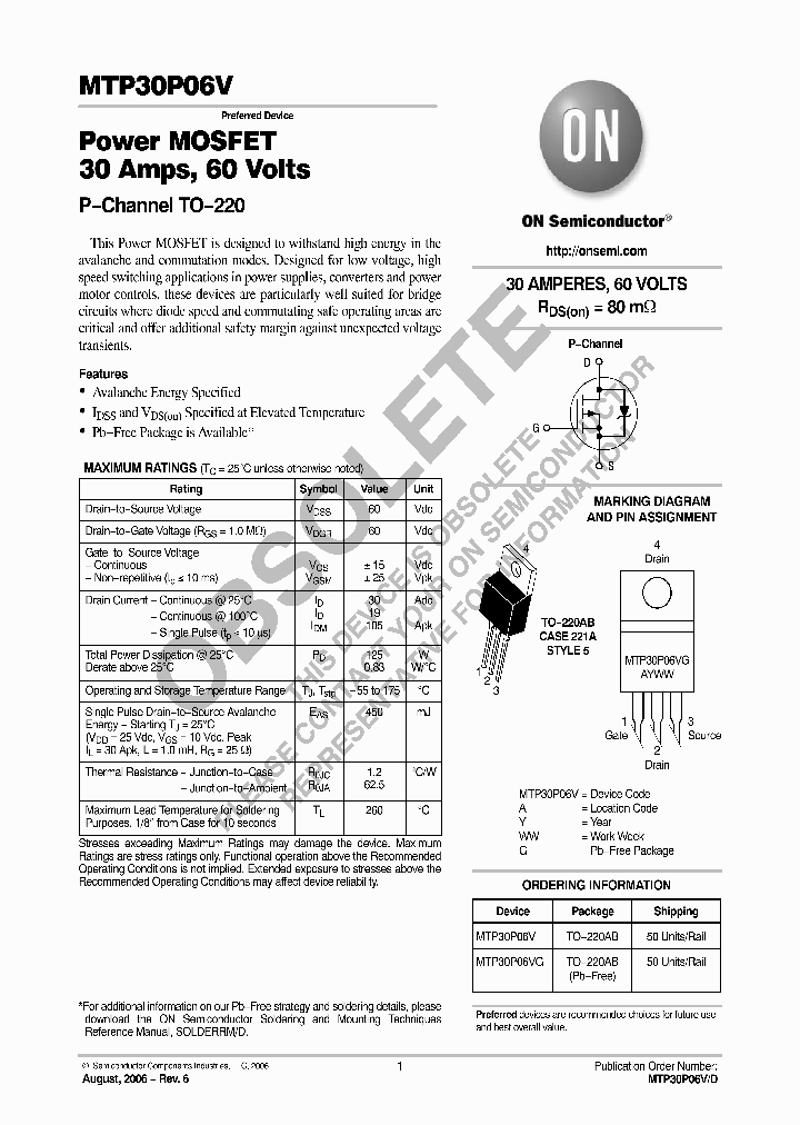 MTP30P06V_8312158.PDF Datasheet