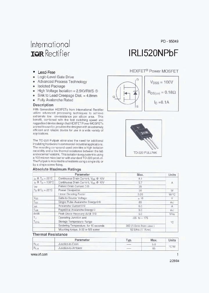 IRLI520NPBF-15_8313602.PDF Datasheet