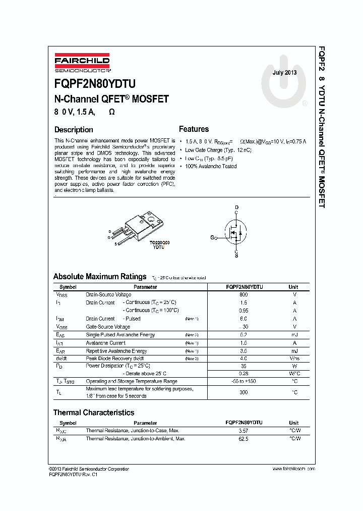 FQPF2N80YDTU_8319980.PDF Datasheet