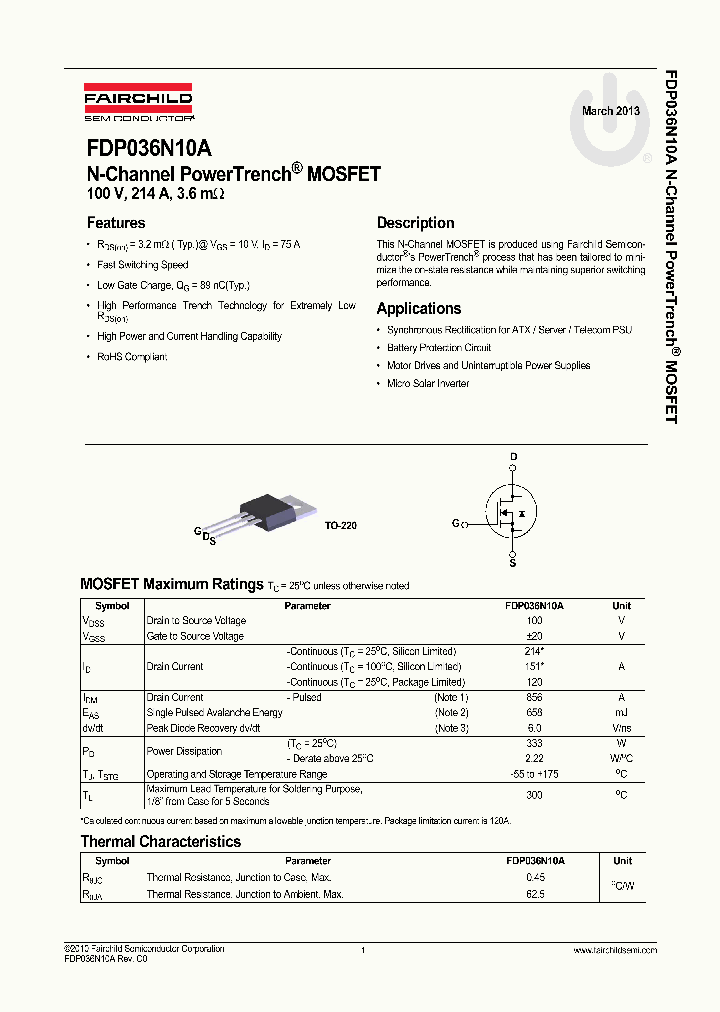 FDP036N10A_8327111.PDF Datasheet