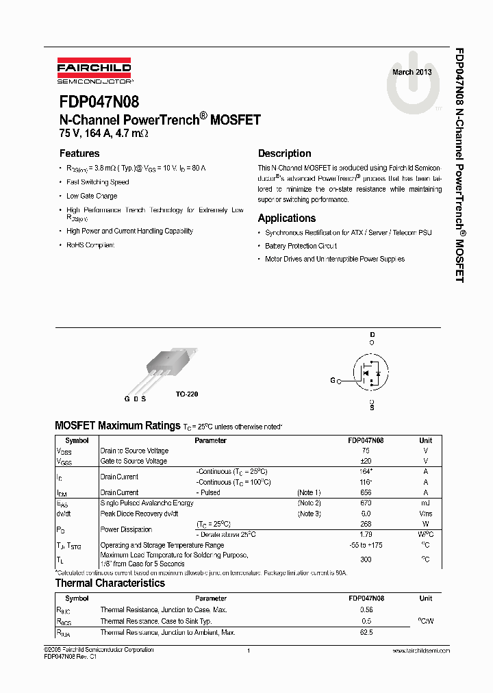 FDP047N08_8327114.PDF Datasheet
