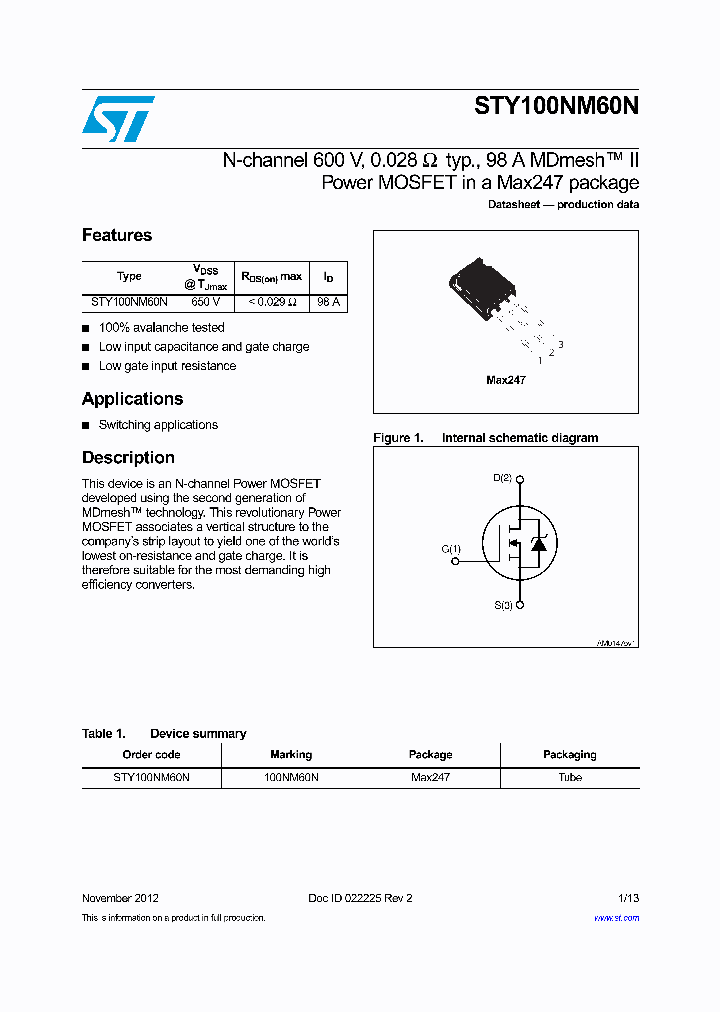 STY100NM60N_8332855.PDF Datasheet