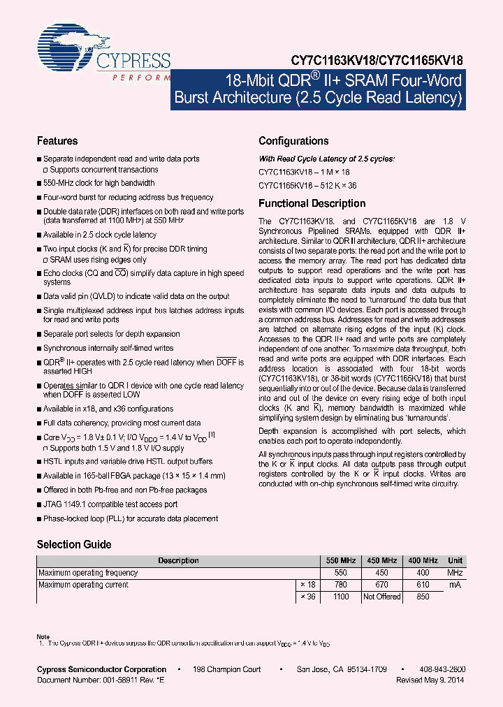 CY7C1163KV18-550BZC_8343548.PDF Datasheet