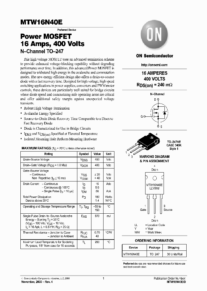 MTW16N40E-D_8352402.PDF Datasheet