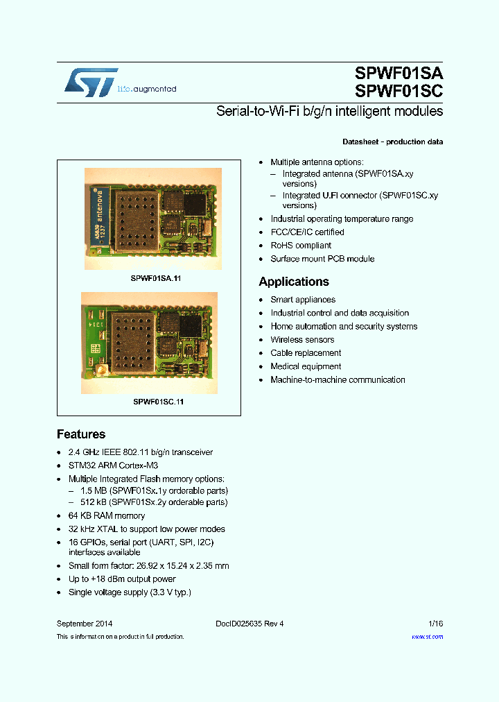 SPWF01SA11_8352969.PDF Datasheet