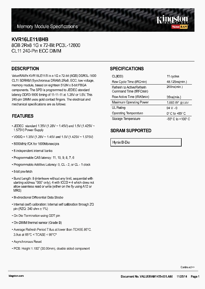 KVR16LE11-8HB_8355593.PDF Datasheet