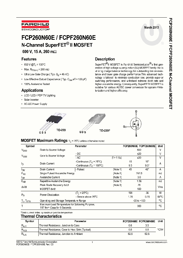 FCPF260N60E_8357693.PDF Datasheet