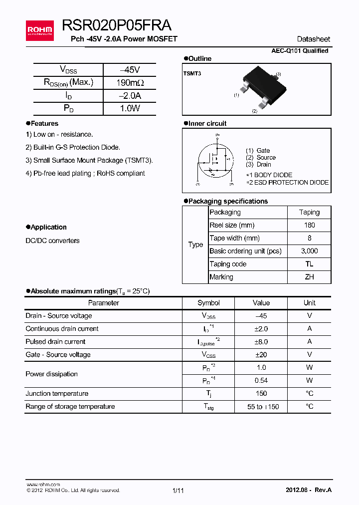 RSR020P05FRA_8360989.PDF Datasheet