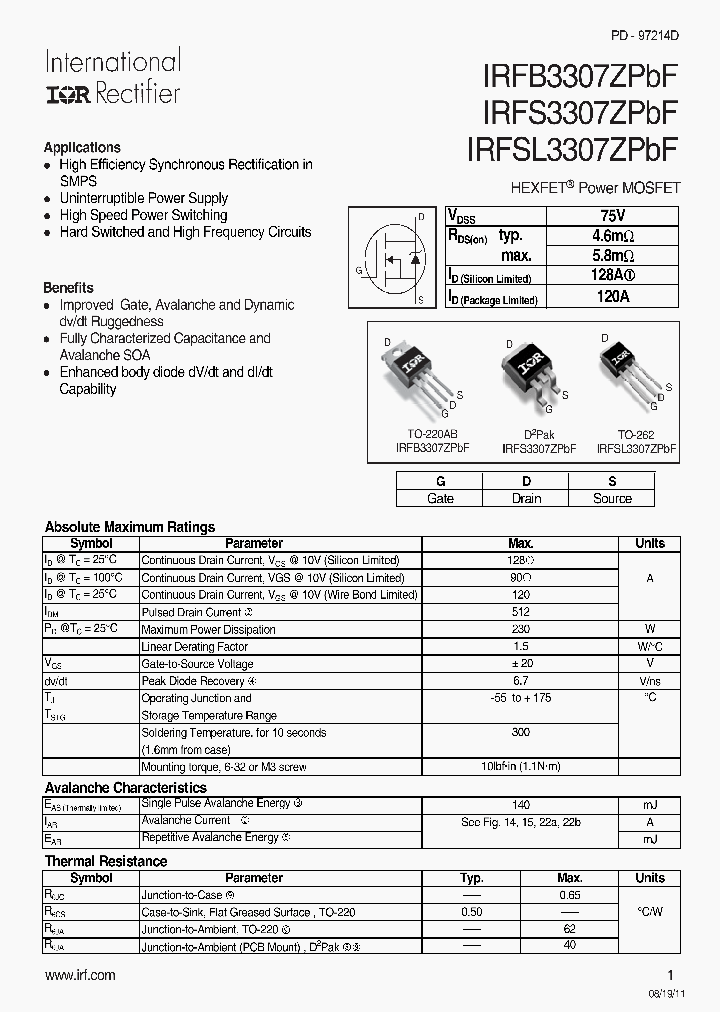 IRFS3307ZPBF_8403819.PDF Datasheet