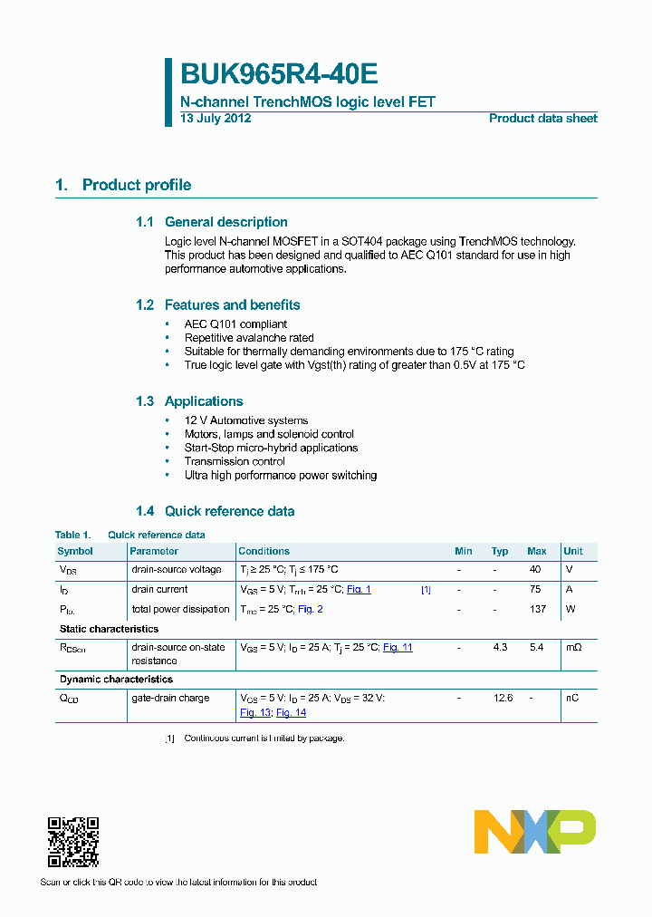 BUK965R4-40E_8416857.PDF Datasheet