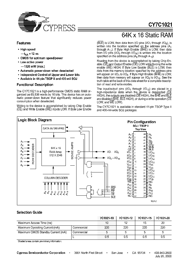 CY7C1021L-15ZCT_8422961.PDF Datasheet