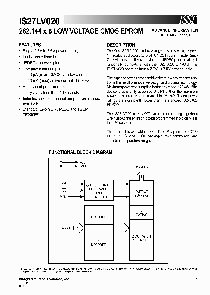 IS27LV020-15PL_8432425.PDF Datasheet