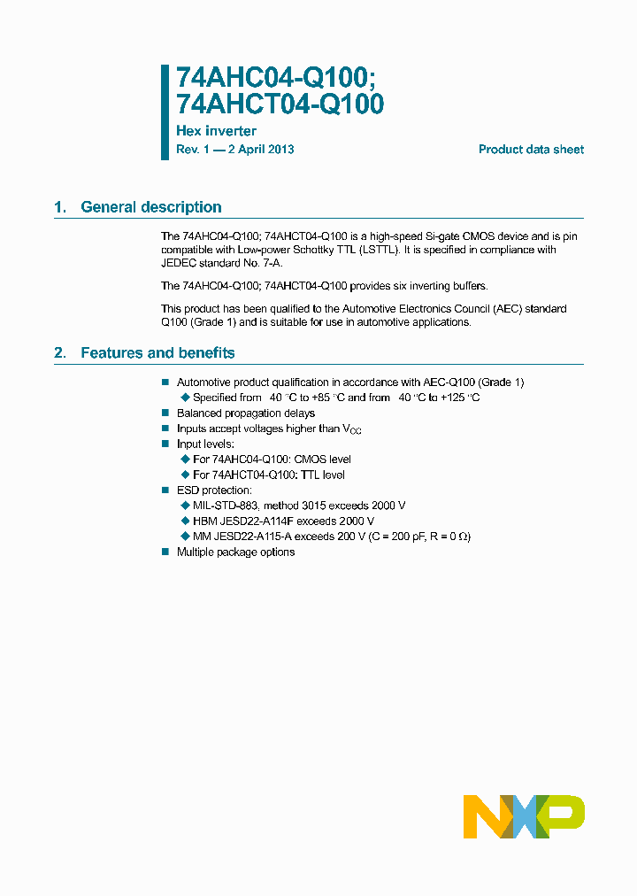 74AHCT04D-Q100_8459256.PDF Datasheet
