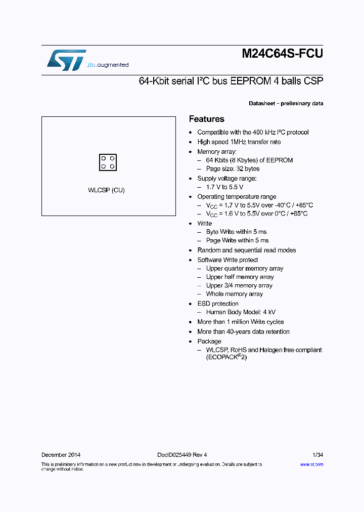 M24C64S-FCU_8469146.PDF Datasheet