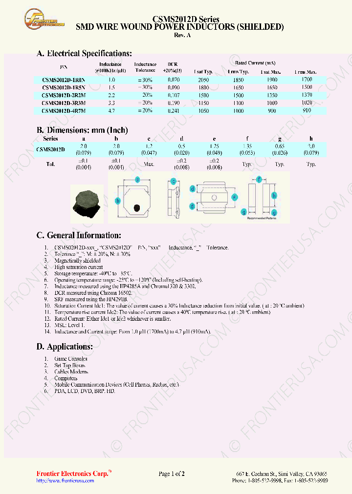 CSMS2012D1R0N_8479407.PDF Datasheet