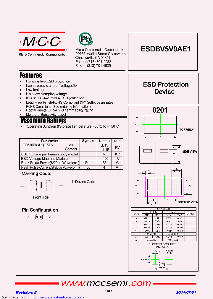 ESDBV5V0AE1_8507609.PDF Datasheet