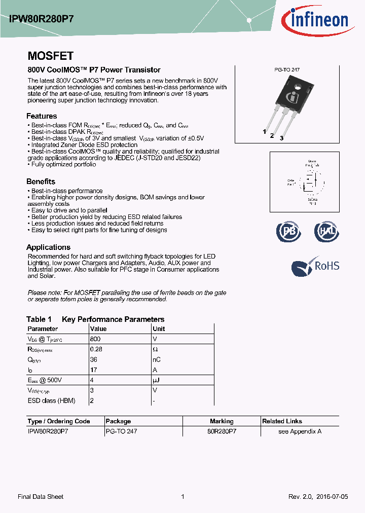 IPW80R280P7_8610622.PDF Datasheet