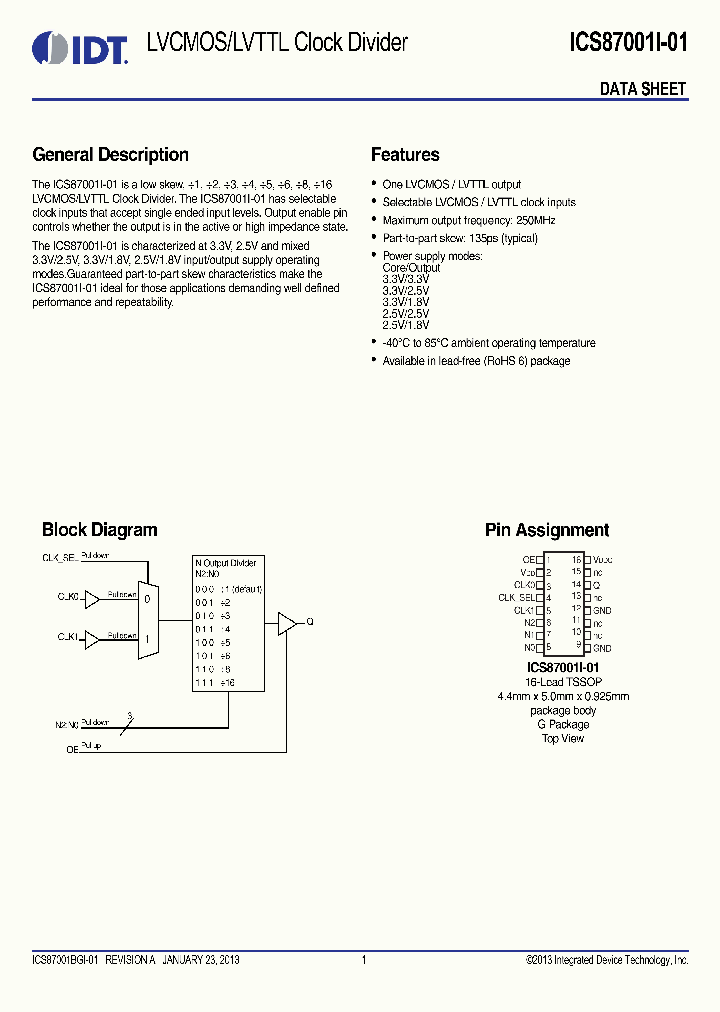 ICS87001I-01_8617991.PDF Datasheet