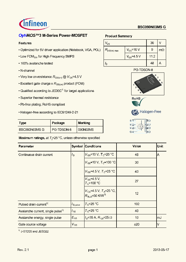 BSC090N03MSG-13_8618753.PDF Datasheet