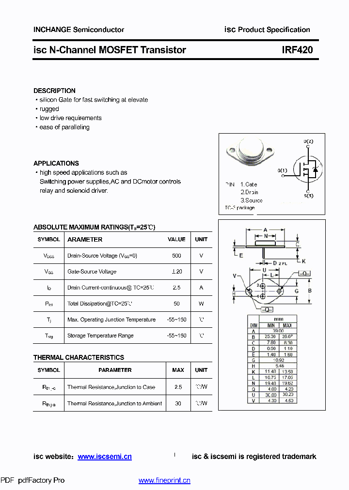 IRF420_8619561.PDF Datasheet