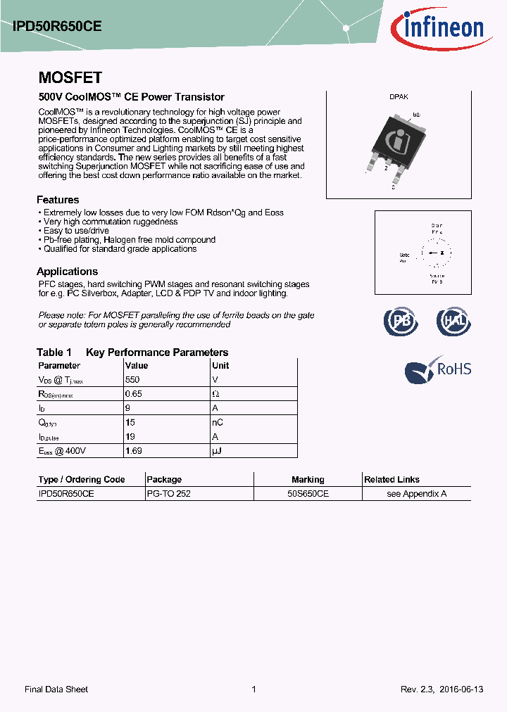 IPD50R650CE_8651226.PDF Datasheet