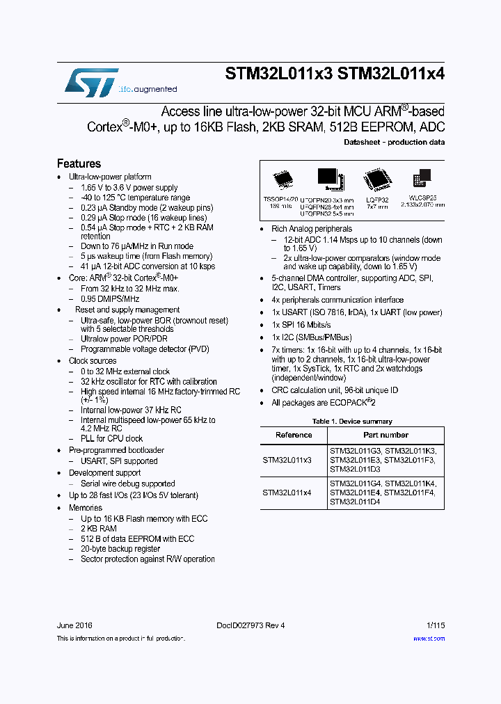 STM32L011K3_8654815.PDF Datasheet
