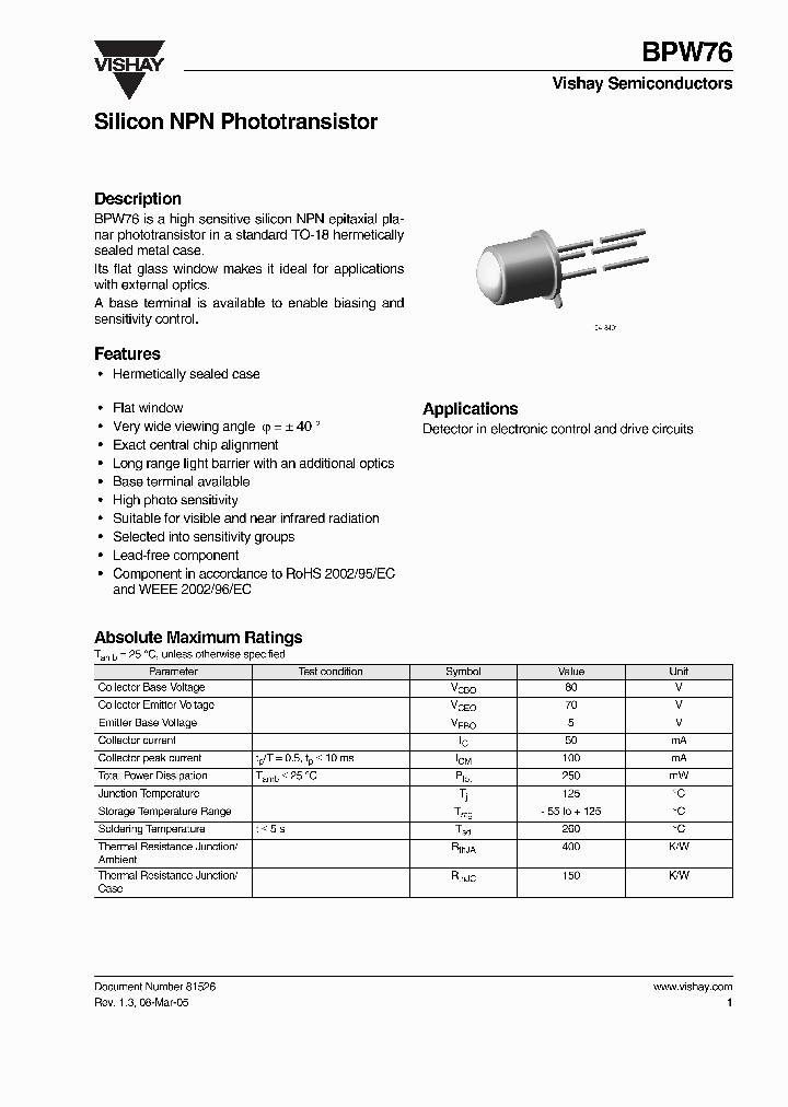 BPW76B_8662250.PDF Datasheet
