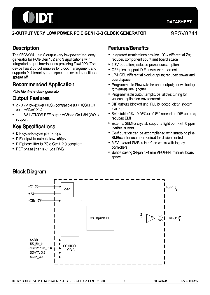 9FGV0241_8672385.PDF Datasheet