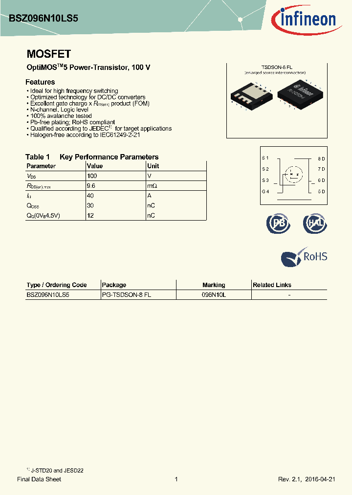 BSZ096N10LS5_8680910.PDF Datasheet