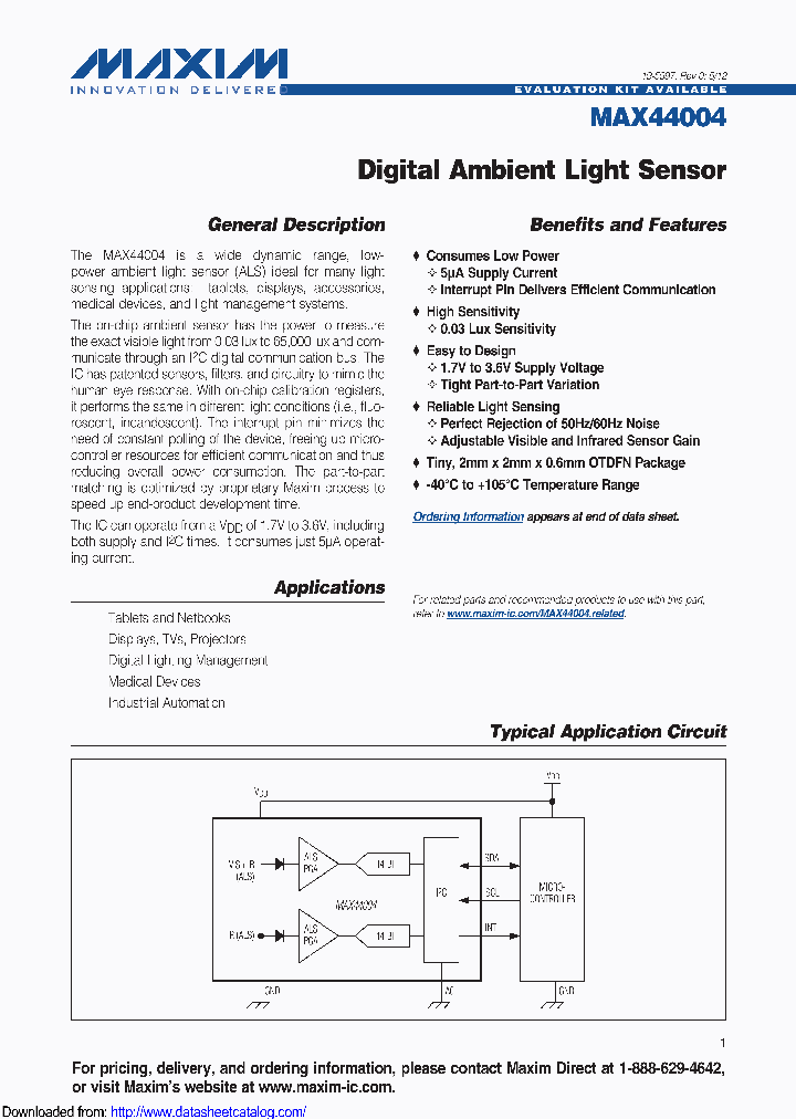 MAX44004GDT_8699505.PDF Datasheet