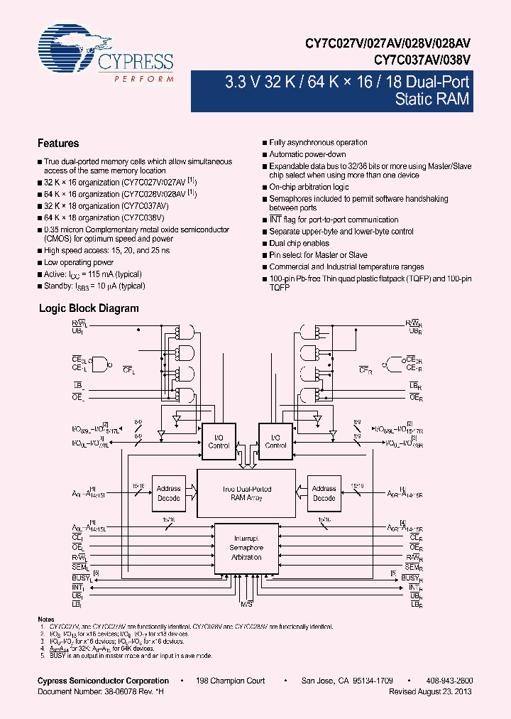 CY7C037AV-20AXI_8733513.PDF Datasheet