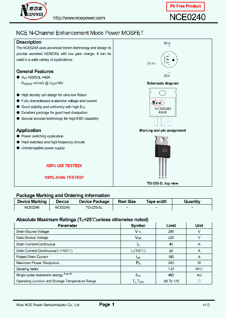 NCE0240_8750508.PDF Datasheet