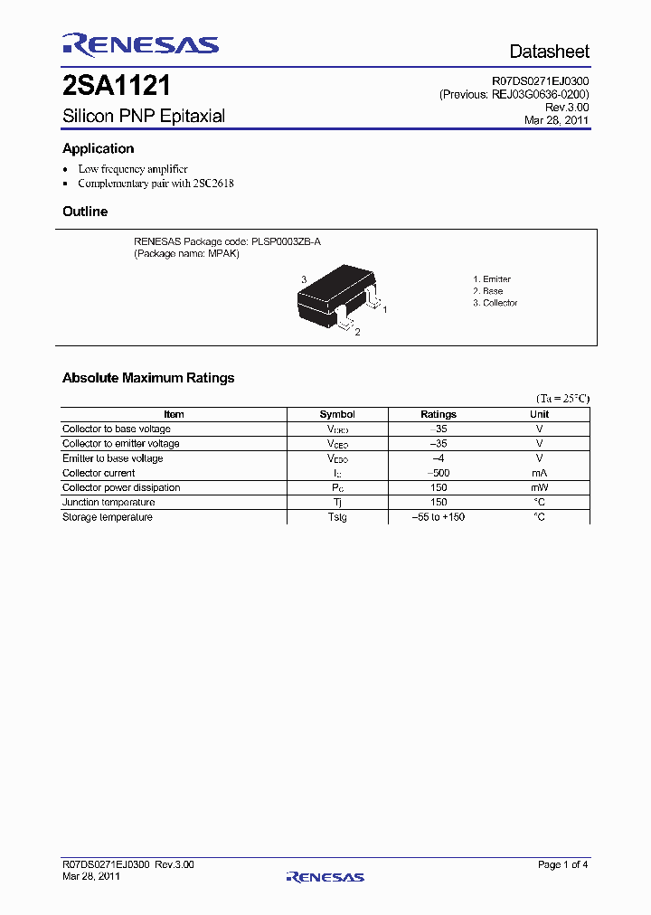 2SA1121SDTL-E_8762398.PDF Datasheet