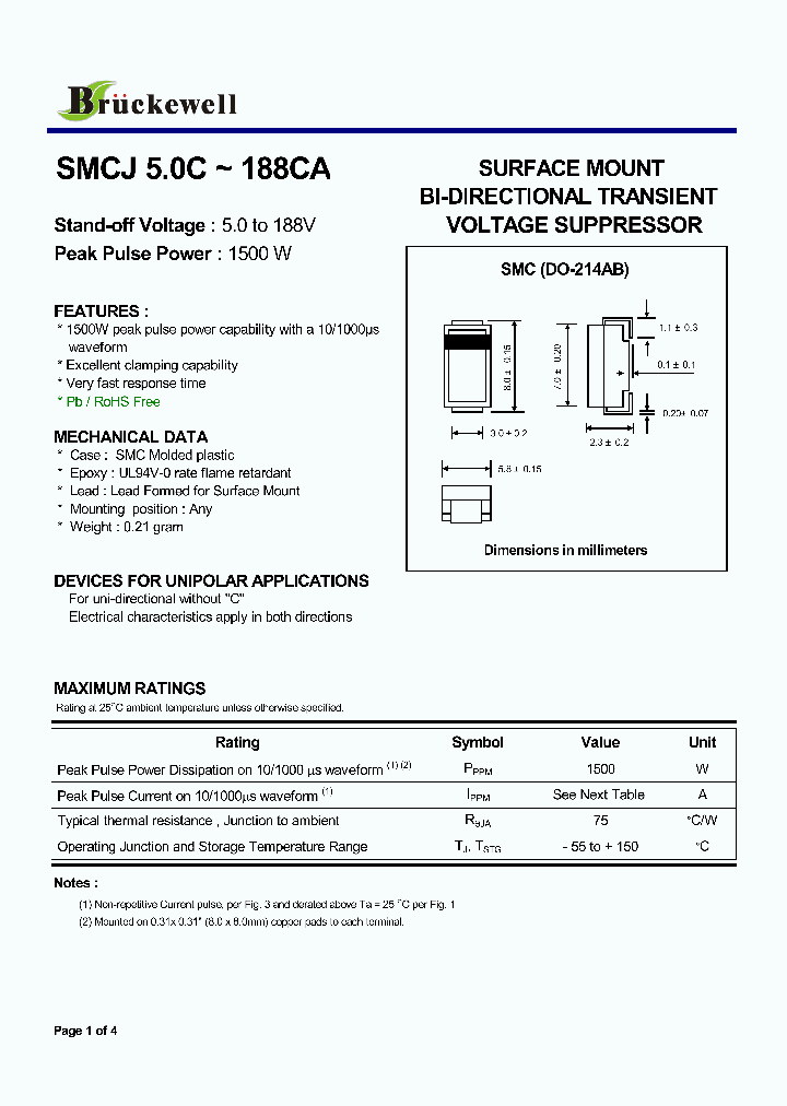 SMCJ100CA_8817796.PDF Datasheet