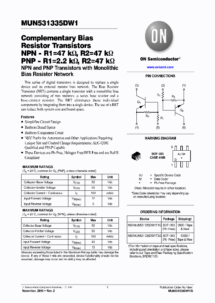 NSVMUN531335DW1T1G_8828406.PDF Datasheet