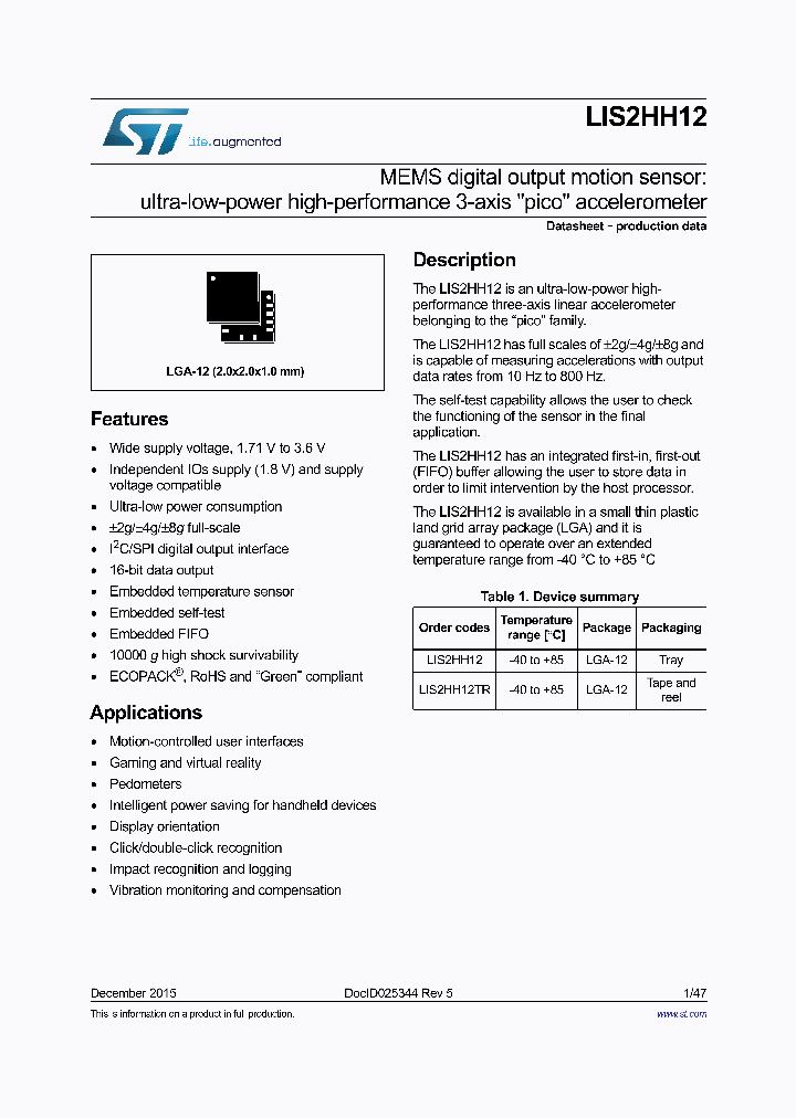 LIS2HH12_8830413.PDF Datasheet