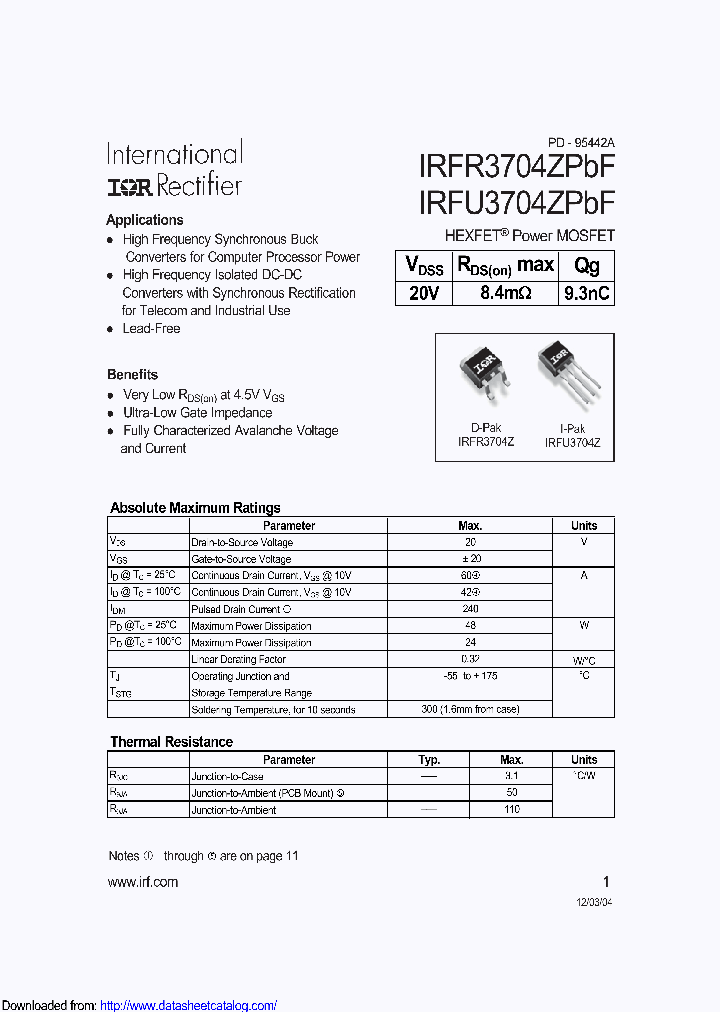 IRFU3704ZPBF_8840477.PDF Datasheet