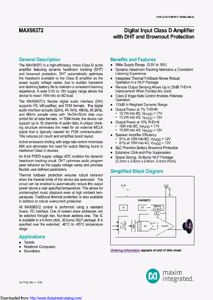 MAX98372_8848530.PDF Datasheet