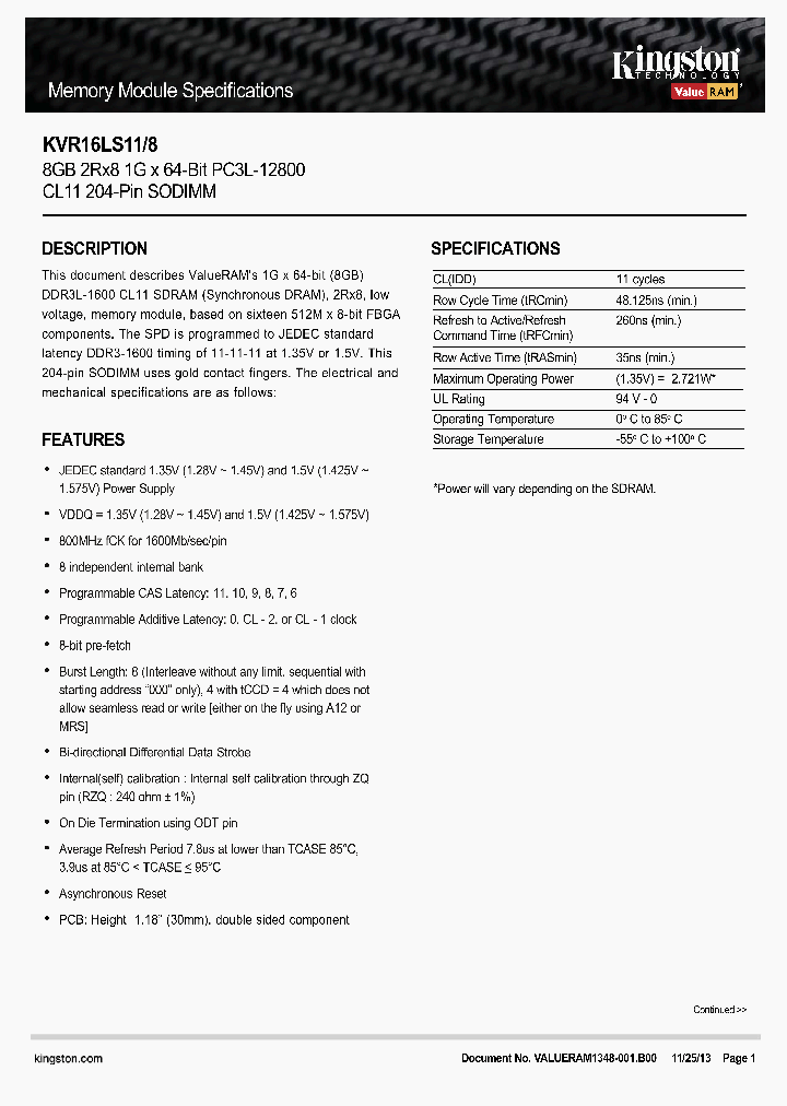 KVR16LS11-8_8843768.PDF Datasheet