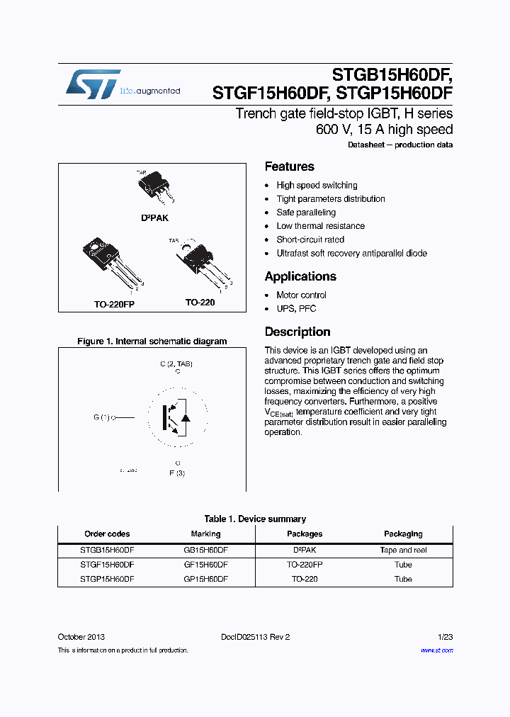 STGP15H60DF_8856891.PDF Datasheet