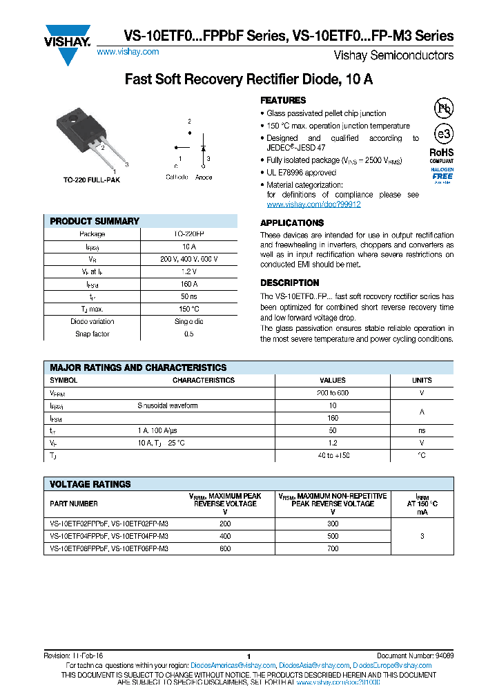 VS-10ETF04FPPBF_8880655.PDF Datasheet