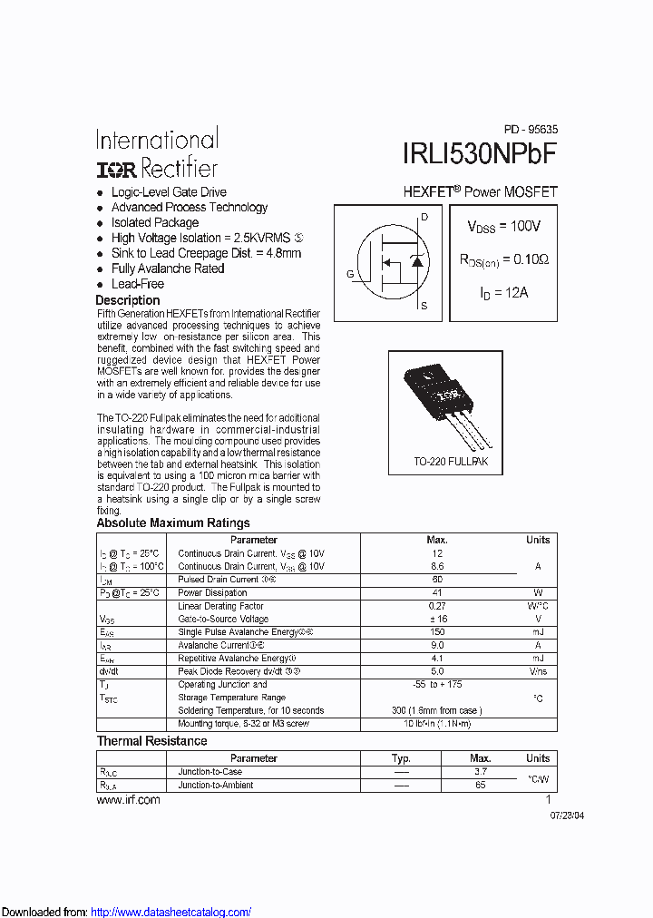 IRLI530NPBF_8883596.PDF Datasheet